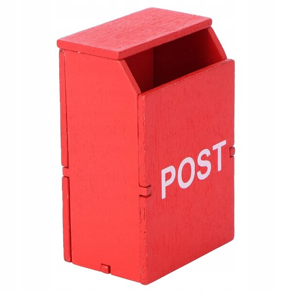 Mini cassetta postale in legno rossa per case delle bambole, 5x3,5x1,6 cm