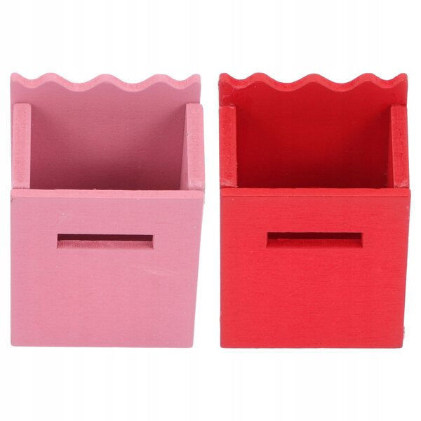 Lot de 2 mini boîtes aux lettres en bois pour maison de poupées colorées
