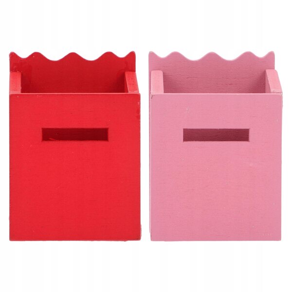 Set di 2 Mini Cassette Postali in Legno per Casa delle Bambole Colorate