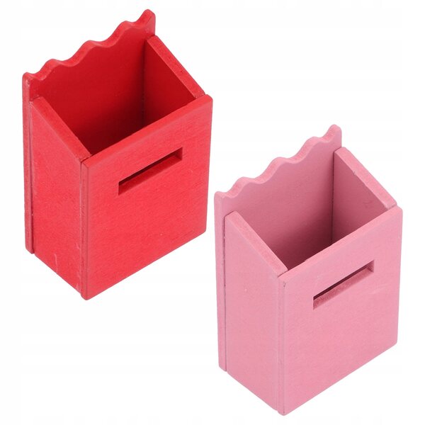 Set di 2 Mini Cassette Postali in Legno per Casa delle Bambole Colorate