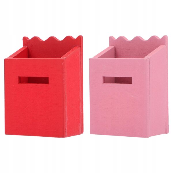 Set di 2 Mini Cassette Postali in Legno per Casa delle Bambole Colorate