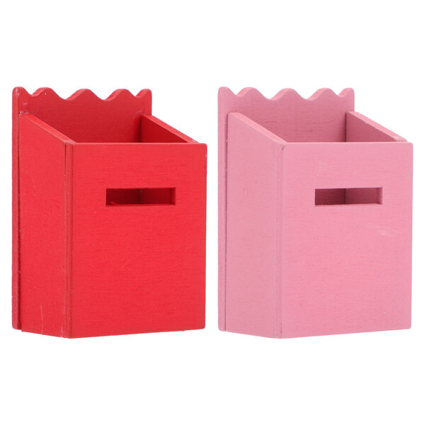 Set di 2 Mini Cassette Postali in Legno per Casa delle Bambole Colorate