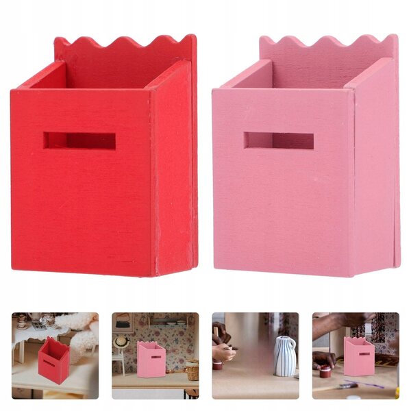 Set di 2 Mini Cassette Postali in Legno per Casa delle Bambole Colorate