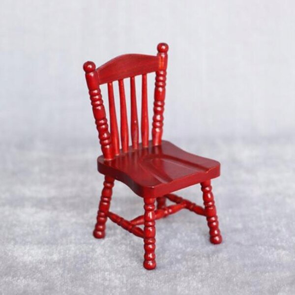 Mini sedia in legno di betulla rossa, decorazione durevole e leggera per casa delle bambole