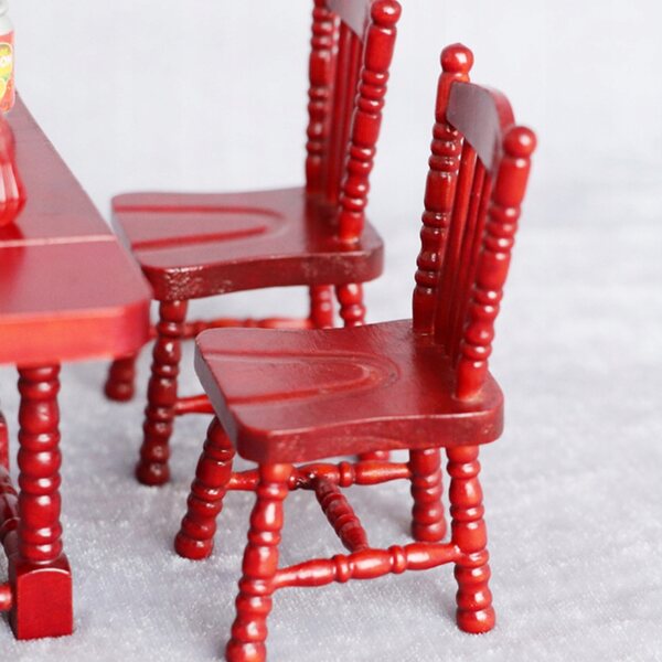 Mini sedia in legno di betulla rossa, decorazione durevole e leggera per casa delle bambole