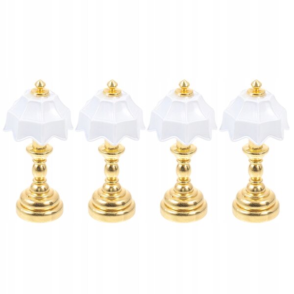 Set 4 Mini Lampade Da Tavolo Dorate per Casa delle Bambole, Realistiche e Dettagliate