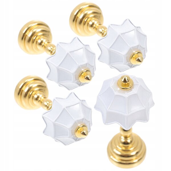 Set 4 Mini Lampade Da Tavolo Dorate per Casa delle Bambole, Realistiche e Dettagliate