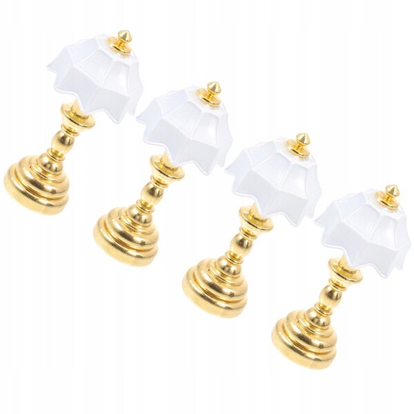 Set 4 Mini Lampade Da Tavolo Dorate per Casa delle Bambole, Realistiche e Dettagliate