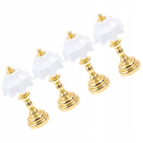 Set 4 Mini Lampade Da Tavolo Dorate per Casa delle Bambole, Realistiche e Dettagliate