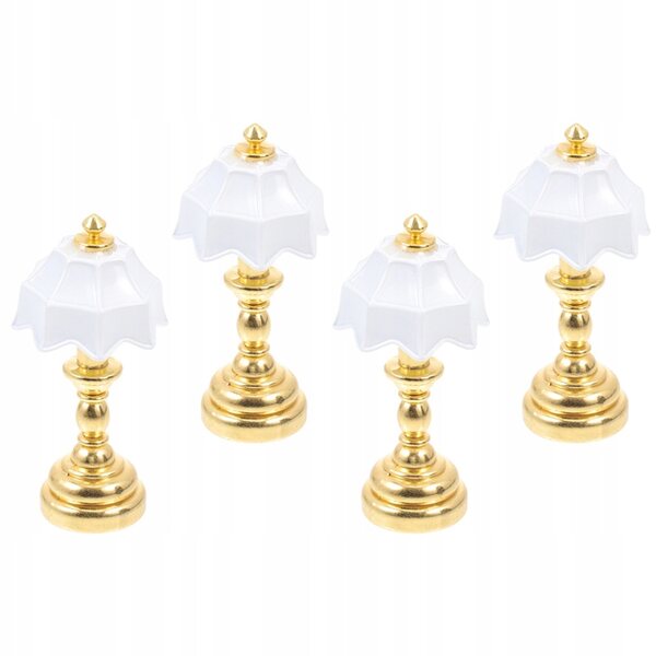 Set 4 Mini Lampade Da Tavolo Dorate per Casa delle Bambole, Realistiche e Dettagliate
