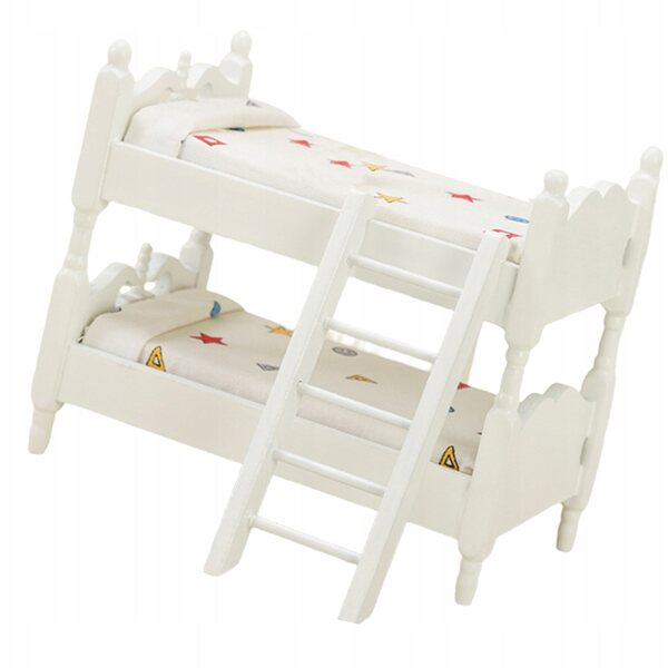 Mini letto a castello in legno per casa delle bambole, decorazione scomparto