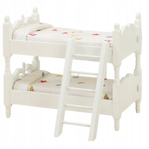 Mini letto a castello in legno per casa delle bambole, decorazione scomparto