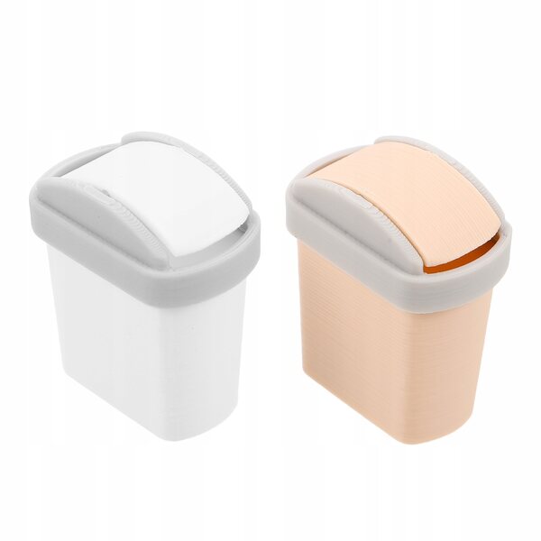Set di 2 Mini Cestini per Rifiuti con Coperchio per Casa delle Bambole 1:12