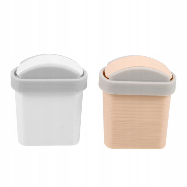 Set di 2 Mini Cestini per Rifiuti con Coperchio per Casa delle Bambole 1:12