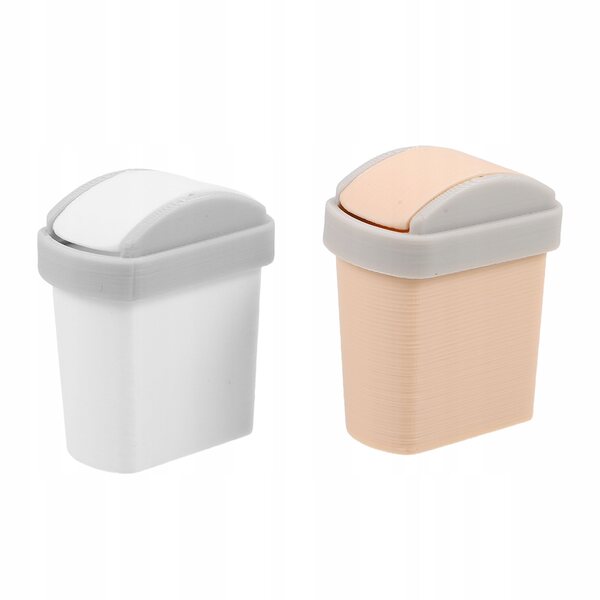 Set di 2 Mini Cestini per Rifiuti con Coperchio per Casa delle Bambole 1:12