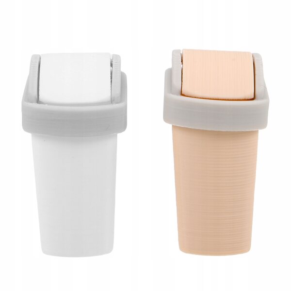Set di 2 Mini Cestini per Rifiuti con Coperchio per Casa delle Bambole 1:12