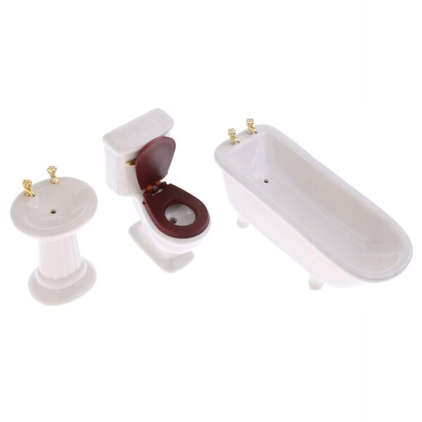 1/12 Miniatur-Porzellan-Badezimmer-Set für modernes Puppenhaus