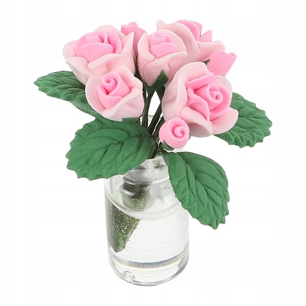 Mini Bonsai Rosa per Decorazione Casa in Vetro, Resina e Argilla 3,7x3,2 cm
