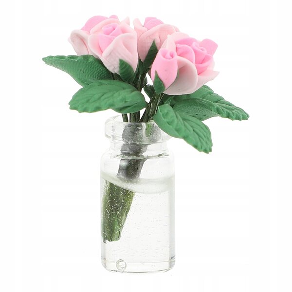 Mini Bonsai Rosa per Decorazione Casa in Vetro, Resina e Argilla 3,7x3,2 cm