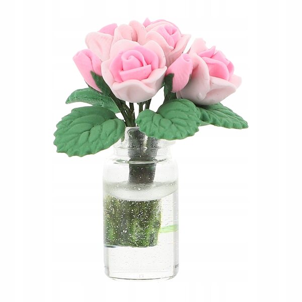 Mini Bonsai Rosa per Decorazione Casa in Vetro, Resina e Argilla 3,7x3,2 cm