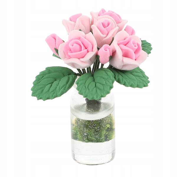 Mini Bonsai Rosa per Decorazione Casa in Vetro, Resina e Argilla 3,7x3,2 cm