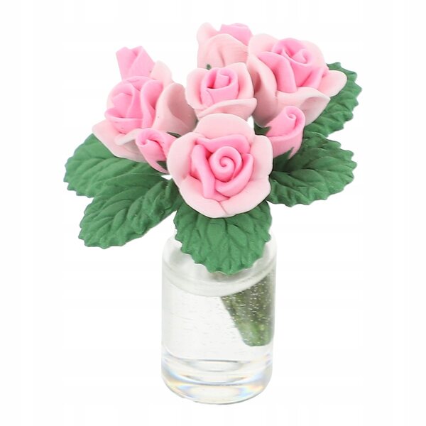 Mini Bonsai Rosa per Decorazione Casa in Vetro, Resina e Argilla 3,7x3,2 cm