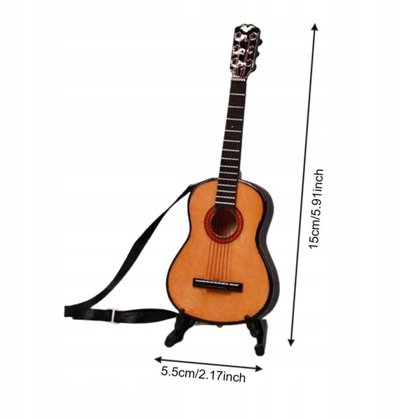 2x Drewniana gitara elektryczna w skali 1/6 z miniaturowymi zabawkami do musicalu