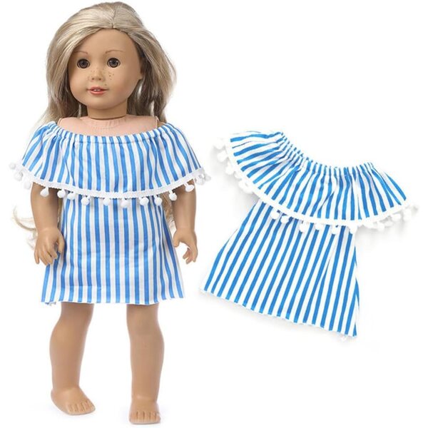 Gestreiftes Kleid für 46-cm-Puppen – Schulterfreies Kleid-Accessoire Uteruik
