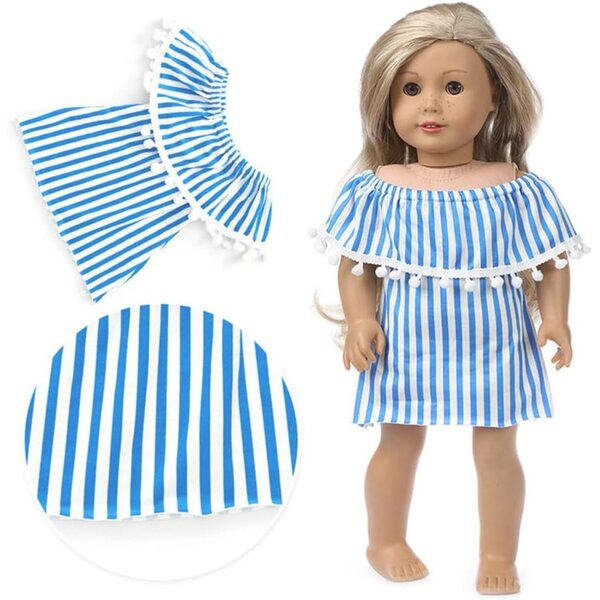 Gestreiftes Kleid für 46-cm-Puppen – Schulterfreies Kleid-Accessoire Uteruik