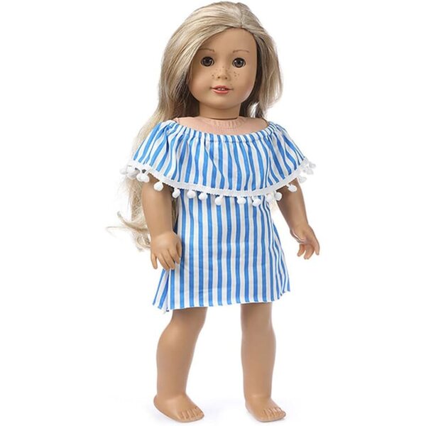 Gestreiftes Kleid für 46-cm-Puppen – Schulterfreies Kleid-Accessoire Uteruik