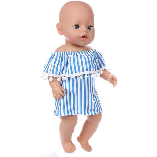 Gestreiftes Kleid für 46-cm-Puppen – Schulterfreies Kleid-Accessoire Uteruik