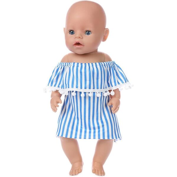 Gestreiftes Kleid für 46-cm-Puppen – Schulterfreies Kleid-Accessoire Uteruik