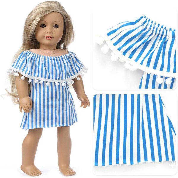 Gestreiftes Kleid für 46-cm-Puppen – Schulterfreies Kleid-Accessoire Uteruik