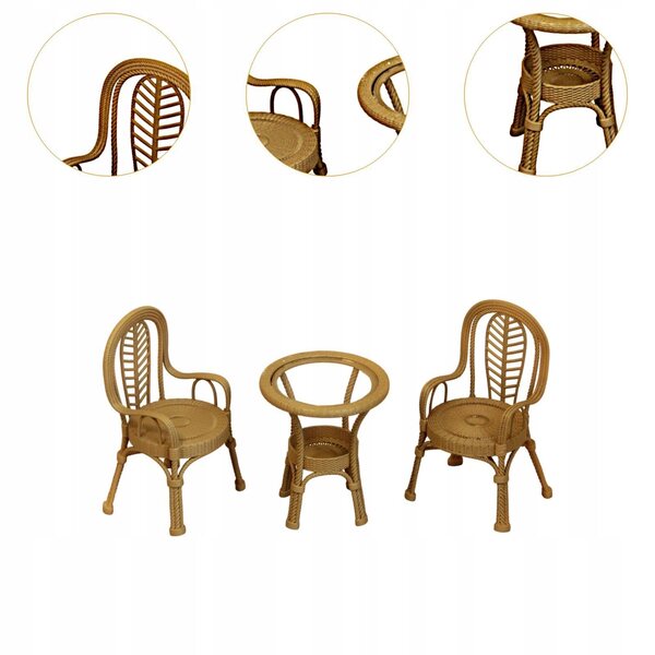 Set 1:12 Sedie e Tavolo da Giardino per Case delle Bambole in Resina
