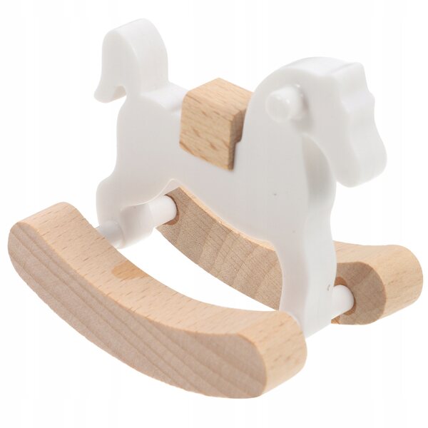 Mini Cavallo a Dondolo in Legno Bianco per Case delle Bambole Decorazione