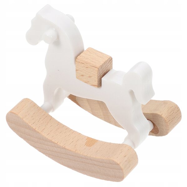 Mini Cavallo a Dondolo in Legno Bianco per Case delle Bambole Decorazione