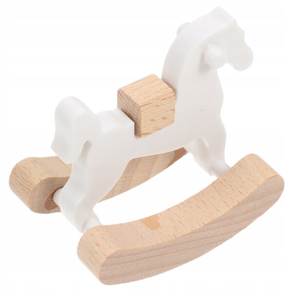 Mini Cavallo a Dondolo in Legno Bianco per Case delle Bambole Decorazione