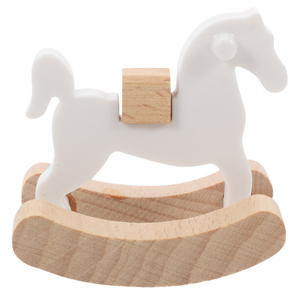 Mini Cavallo a Dondolo in Legno Bianco per Case delle Bambole Decorazione