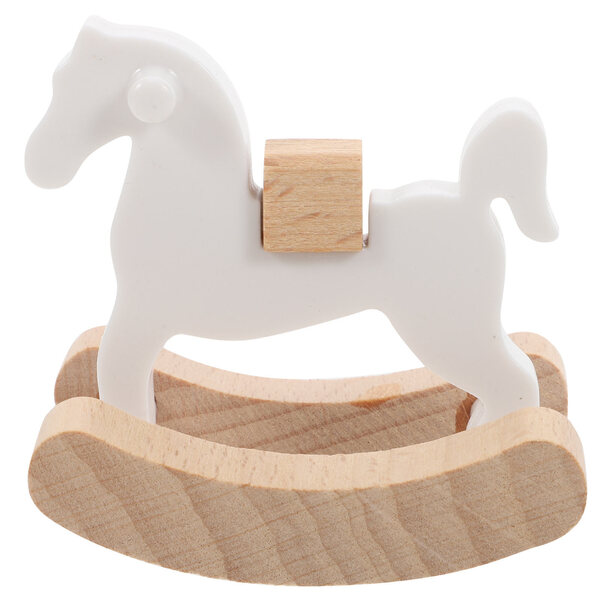 Mini Cavallo a Dondolo in Legno Bianco per Case delle Bambole Decorazione