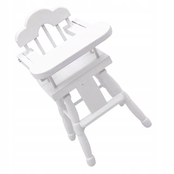 Mini Seggiolone in Legno Bianco per Bambole Scale 1/12 - Decorazione e Gioco