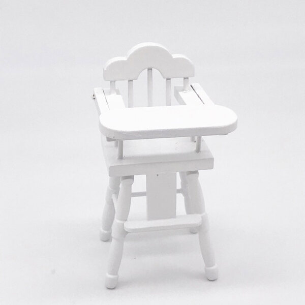 Mini Seggiolone in Legno Bianco per Bambole Scale 1/12 - Decorazione e Gioco