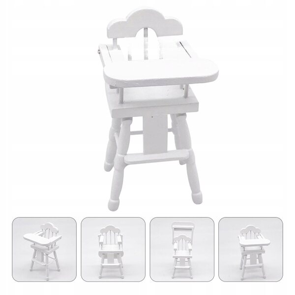 Mini Seggiolone in Legno Bianco per Bambole Scale 1/12 - Decorazione e Gioco
