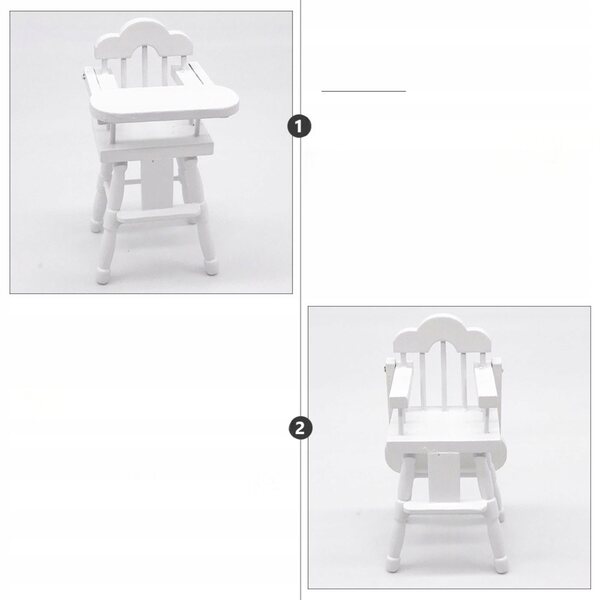 Mini Seggiolone in Legno Bianco per Bambole Scale 1/12 - Decorazione e Gioco