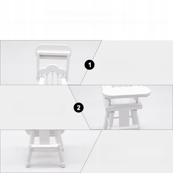 Mini Seggiolone in Legno Bianco per Bambole Scale 1/12 - Decorazione e Gioco