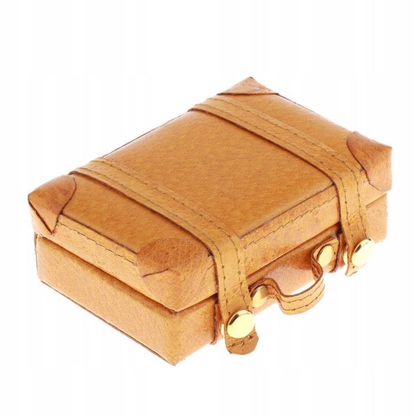 1:6 Vintage PU Leder Koffer Miniatur für Puppenhaus, Gelb