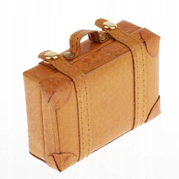 1:6 Vintage PU Leder Koffer Miniatur für Puppenhaus, Gelb