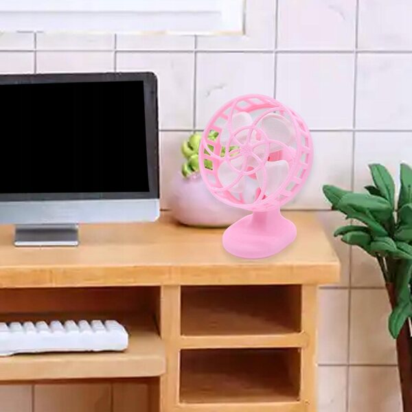 Mini ventilatore rosa per casa delle bambole in scala 1:12, accessorio realistico