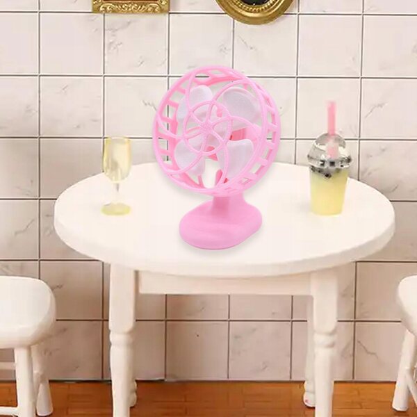 Mini ventilatore rosa per casa delle bambole in scala 1:12, accessorio realistico
