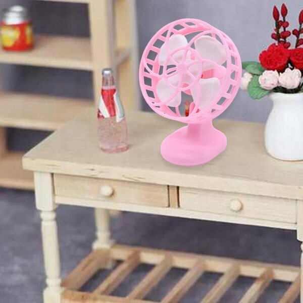 Mini ventilatore rosa per casa delle bambole in scala 1:12, accessorio realistico