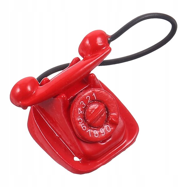 METALOWY MINIATUROWY TELEFON STYL VINTAGE CZERWONY - OZDOBA / DEKORACJA DO DOMKU DLA LALEK